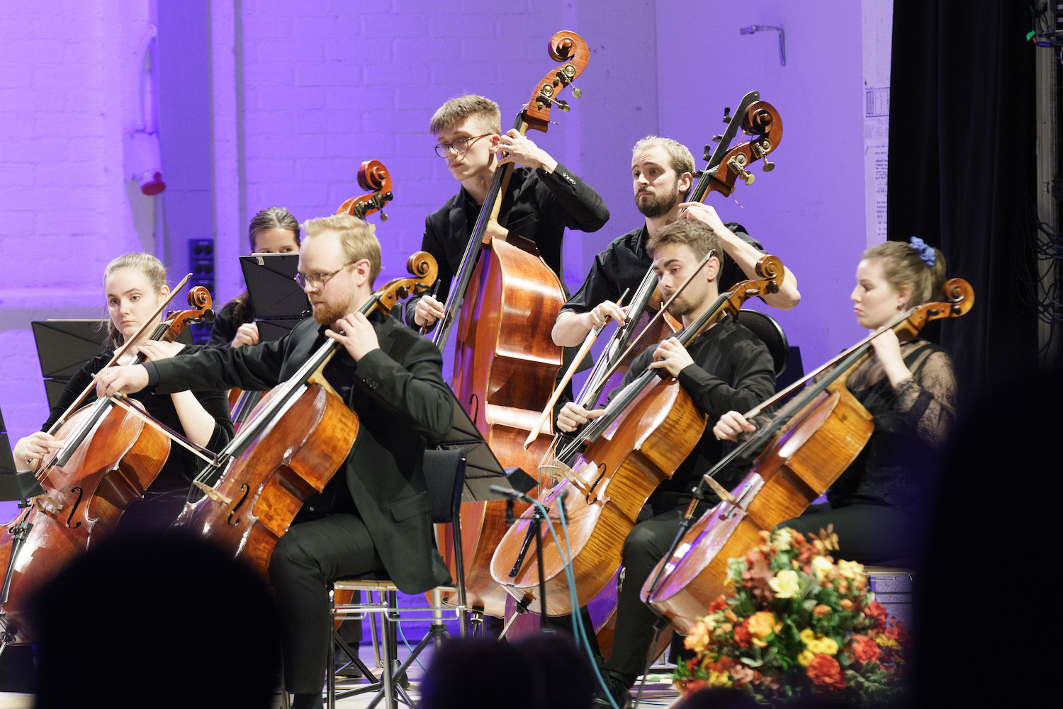 Jousisoittajia esiintymässä