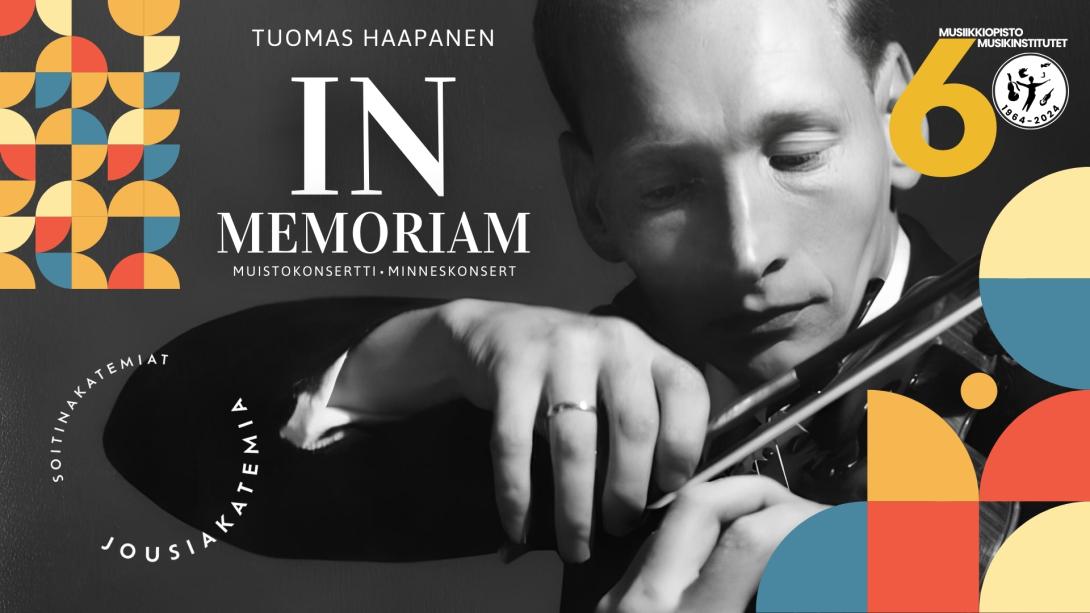 Viulupedagogi Tuomas Haapasen muistokonsertti Porvoon tuomiokirkossa lauantaina 27. huhtikuuta klo 18.00